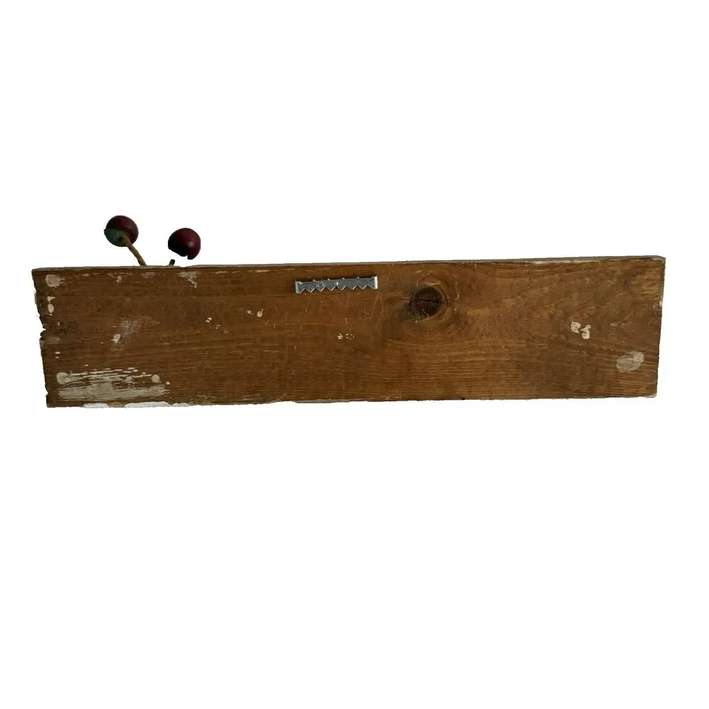 Vtg Apple Shelf 3 Hanging Pegs Distressed Wood Stenciled w Hanger Granny Cottage
